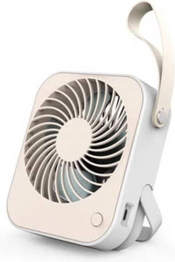 Perel Design Ventilator Met Usb-Aansluiting Oplaadbaar Wit Crème Met Lus