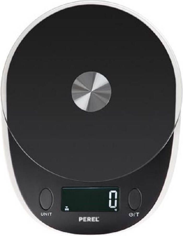 Perel Keukenweegschaal digitaal max. 5 kg tarrafunctie automatische uitschakeling lcd-scherm met achtergrondverlichting zwart