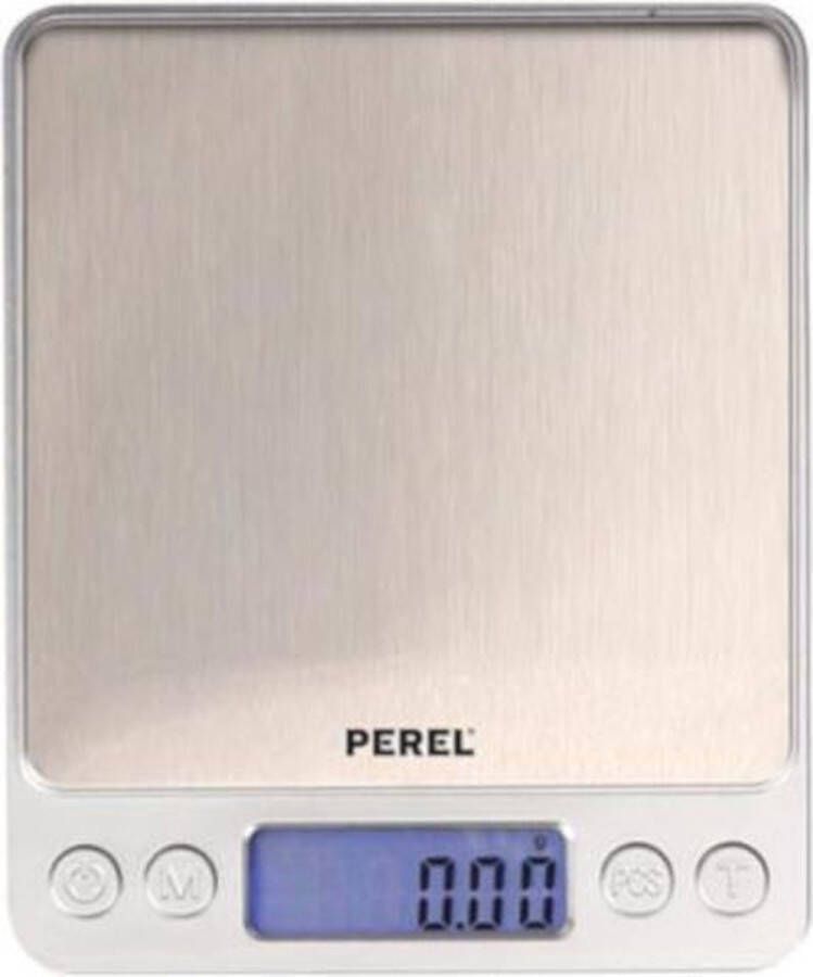 Perel Precisieweegschaal digitaal 0.01 g tot 500 g tarrafunctie automatische uitschakeling lcd-scherm met achtergrondverlichting grijs