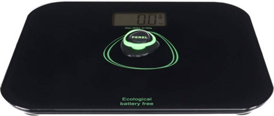 Perel Personenweegschaal digitaal max. 150 kg zonder batterijen lcd-scherm automatische uitschakeling overbelastingsindicator zwart