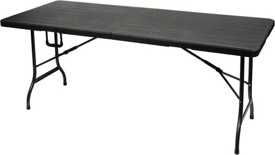 Perel Klaptafel inklapbaar weerbestendig handgreep houtlook maximaal 100 kg zwart