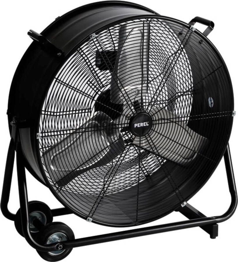 Perel Krachtige vloerventilator Ø 60 cm 2 snelheden metaal drum design zwart binnne buiten 22.5 kg