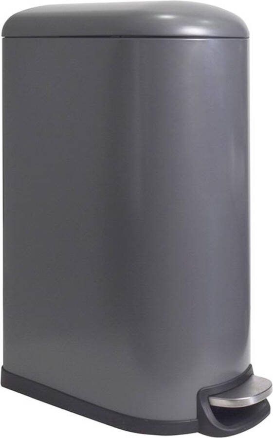 Perel metalen pedaalemmer met uitneembare emmer solide antislipvoet en versterkte pedaal ideaal voor thuis en op kantoor inhoud 40 liter rechthoekig 64 5 x 28 5 x 47 cm mat grijs