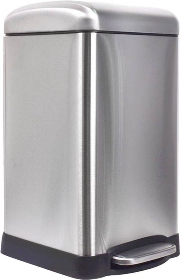 Perel metalen pedaalemmer met uitneembare emmer solide voet en antislippedaal ideaal voor thuis en op kantoor inhoud 20 liter vierkant 45 5 x 28 x 34 cm grijs geborsteld metaal