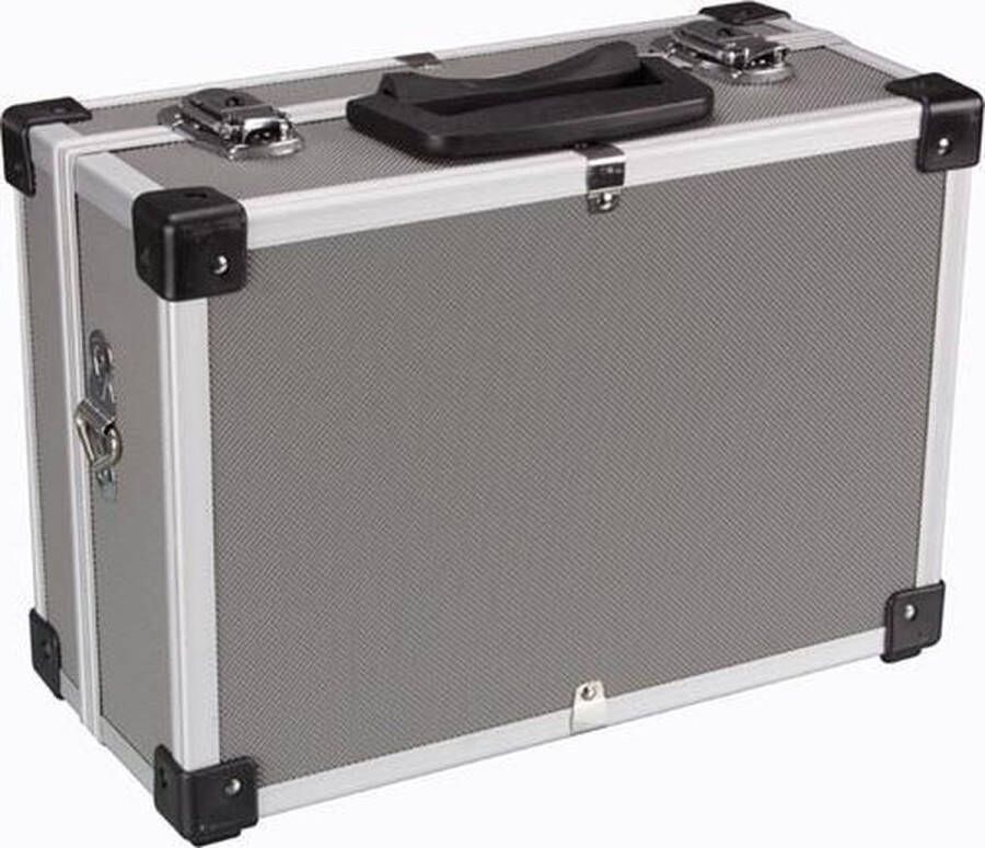 Perel opbergkoffer schouderriem sleutelslot 2 sleutels aluminium grijs 320 x 230 x 155 mm