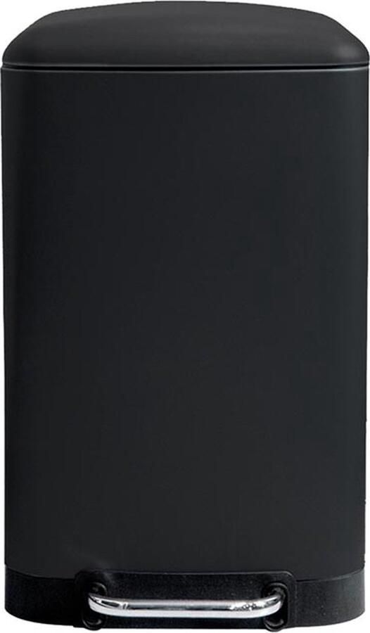 Perel metalen pedaalemmer met uitneembare emmer solide antislipvoet en versterkte pedaal ideaal voor thuis en op kantoor inhoud 30 liter rechthoekig 61 5 x 32 5 x 34 5 cm mat zwart