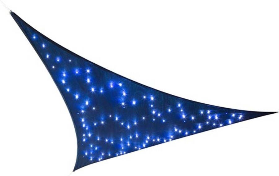 Perel Schaduwdoek met 100 leds sterrenhemel waterdoorlatend luchtdoorlatend 3.6 x 3.6 x 3.6 m 180 g m² zonne-energie HDPE driehoek blauw