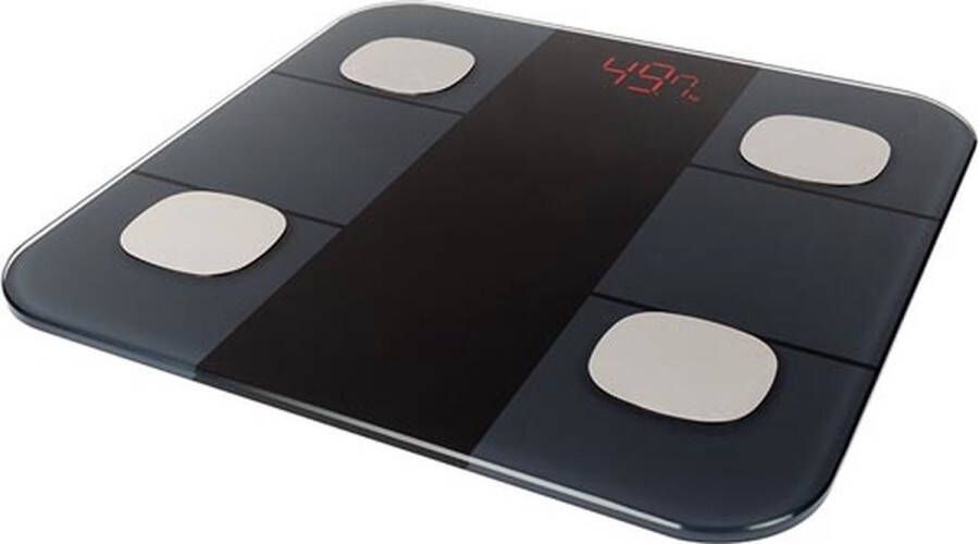 Perel Slimme personenweegschaal met app Tuya Smart max. 180 kg digitaal lichaamsanalyse BMI kcal ledscherm automatisch aan en uit zwart