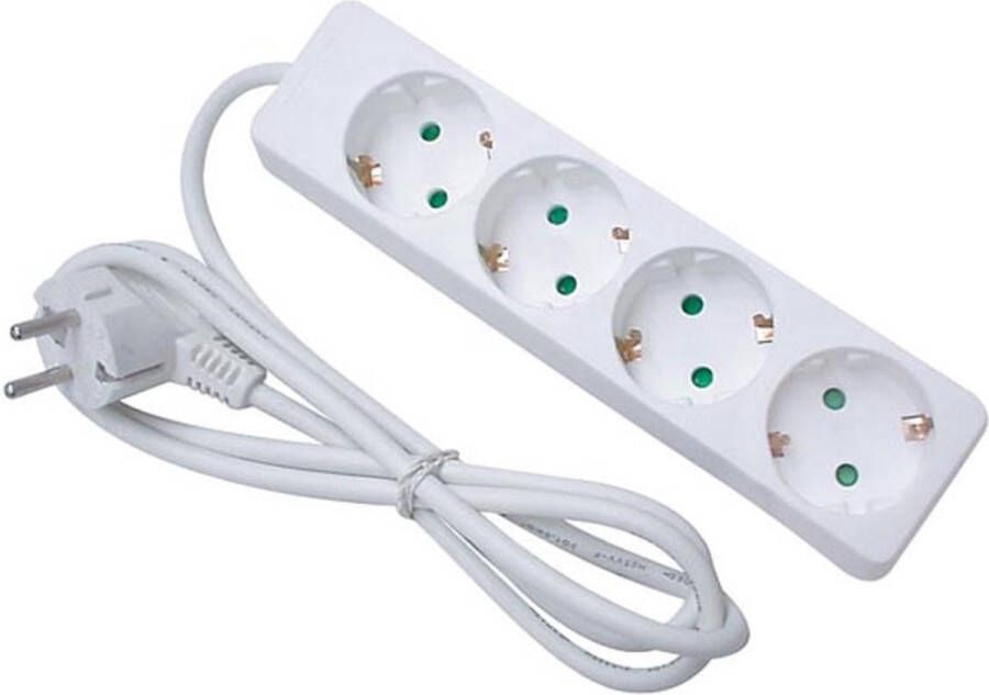 Perel Stekkerdoos 4 stopcontacten met randaarde (type F) kabel 1.5 m 3G1.5 gebruik binnenshuis wit