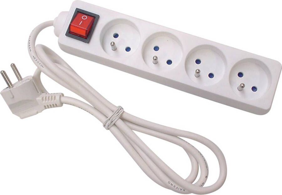 Perel Stekkerdoos met schakelaar 4 stopcontacten met penaarde (type E) kabel 1.5 m 3G1.5 gebruik binnenshuis wit