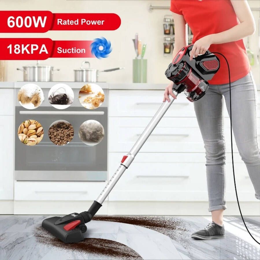 Perfect Sale PS Steelstofzuiger Steelstofzuigers Steelstofzuiger met Snoer Stofzuiger 3 in 1 Compact Opslag Krachtige Zuigkracht Zwart Rood