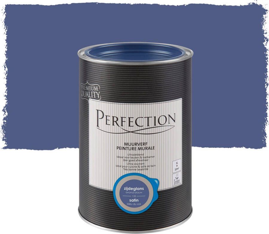 Perfection Muurverf Ultradekkend Zijdeglans 1L 12 m² Avond Blauw