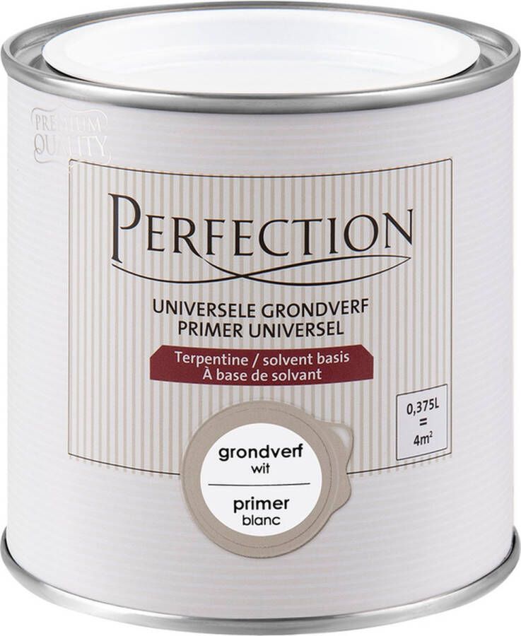 Perfection Universele Grondverf Terpentinebasis Binnen en Buiten Wit 375ml