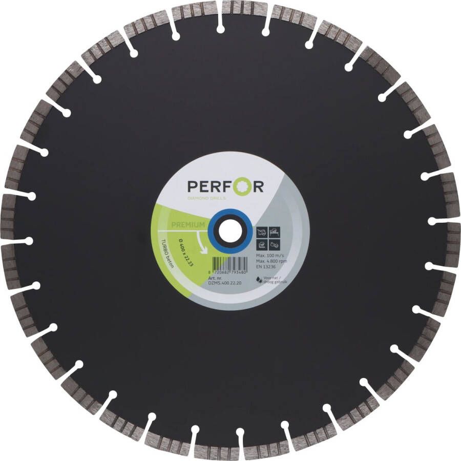 Perfor Zaagblad TURBO beton Ø400 asgat 22 23