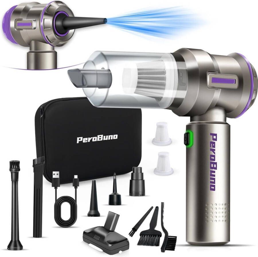 PeroBuno 2in1 Handstofzuiger 18KPA Krachtig 35 Minuten Gebruikstijd Draadloos Borstelloze Motor