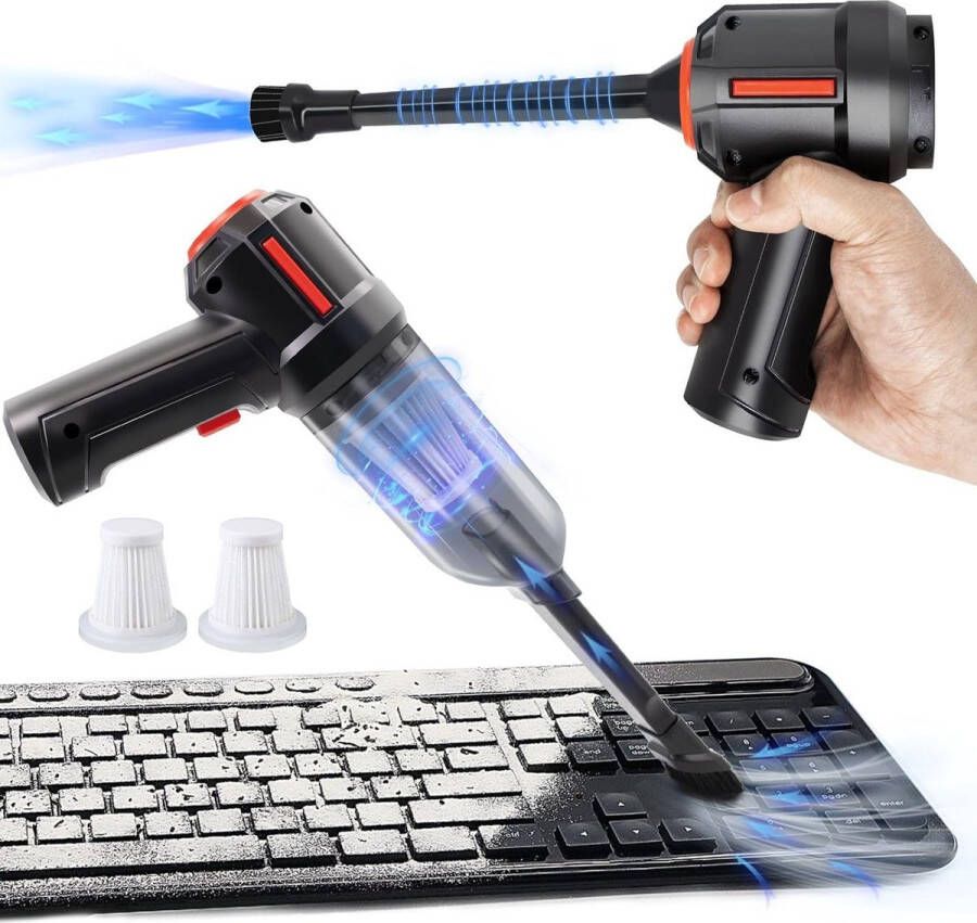 PeroBuno 3-in-1 stofblazer perslucht toetsenbordreiniging 65000 omw min elektrische persluchtspray reiniger mini-stofzuiger voor pc grafische kaart elektronica bank auto-accessoires interieur