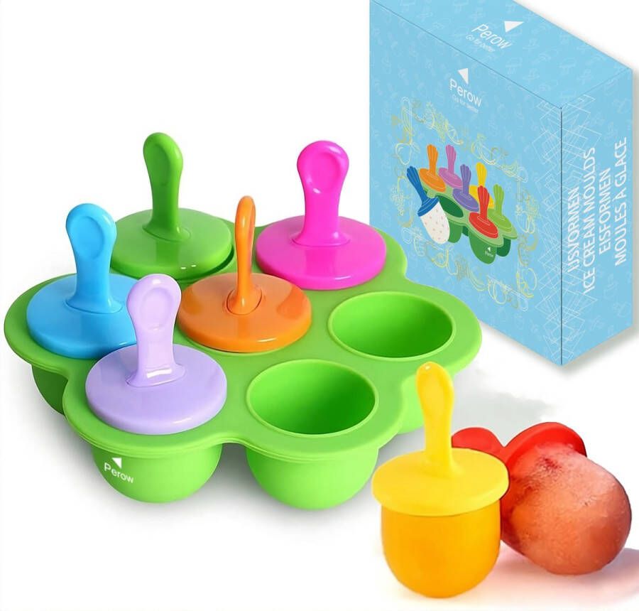 Perow ijsvormpjes Mini 7 Stuks BPA en Chemicaliën Vrij Silicone IJshouder IJs Vorm Makers 7 Kleuren IJslolly Vormen