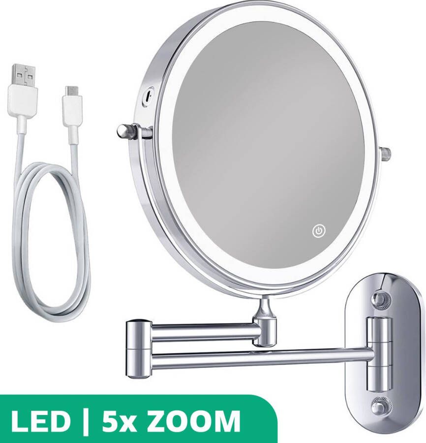 Personal Care Make Up Spiegel met LED Verlichting 5X Vergroting Scheerspiegel