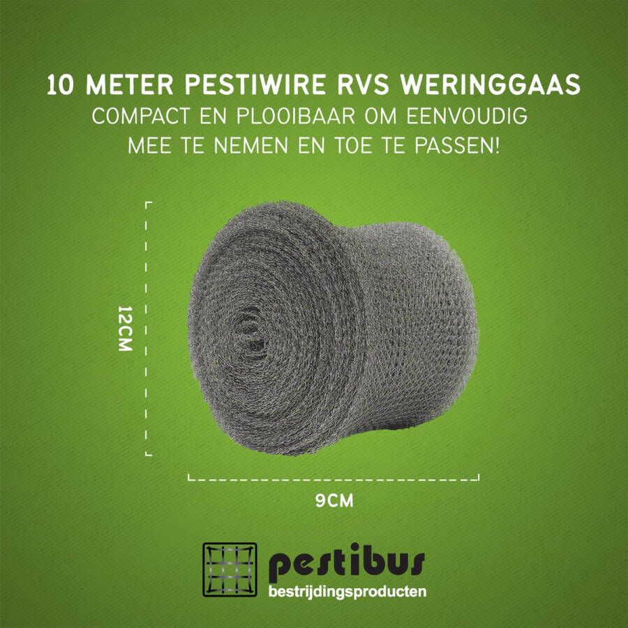 Pestibus RVS Wering Gaas Muizengaas RVS en Rattengaas 5M Lang en 9 CM Breed Muizen Staalwol Weringsgaas Muizen Afweermiddel Tegen Ongedierte en Insecten
