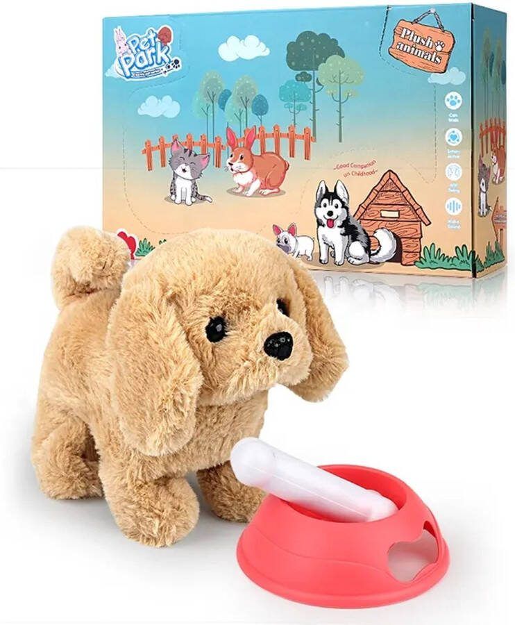 Pet Park Lopende speelgoed hond Interactieve Knuffel Speelgoed hondje lopen en blaffen Inclusief accessoires