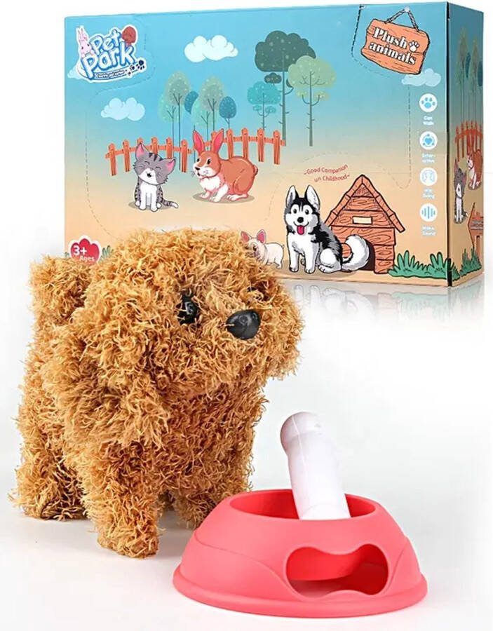 Pet Park Lopende speelgoed hond Interactieve Knuffel Speelgoed hondje lopen en blaffen Inclusief accessoires
