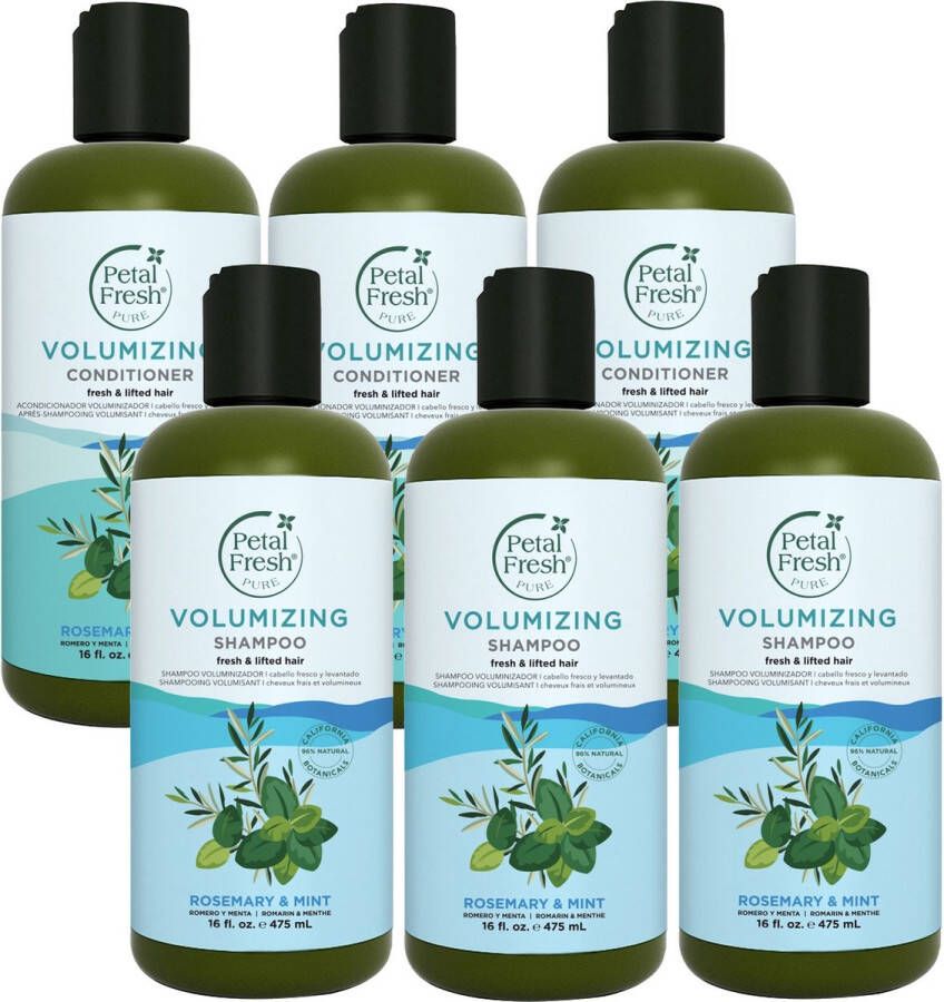 Petal Fresh 3x Shampoo Rosemary & Mint + 3x Conditioner Rosemary & Mint 6 Pak Voordeelverpakking