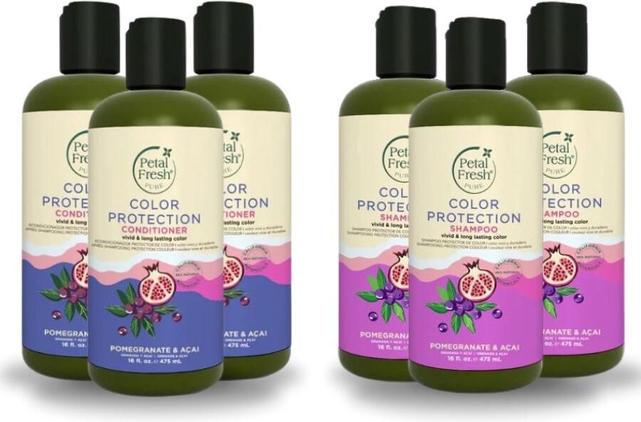 Petal Fresh Color Protection Pomegranate & Açai 3x Shampoo + 3x Conditioner 475ml 6 Pak Voordeelverpakking