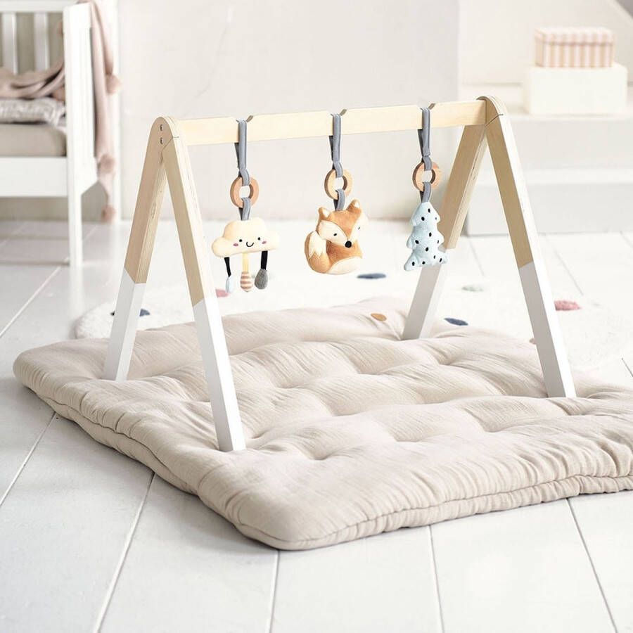 Petite Amelie Babygym Hout Montessori Speelgoed voor Baby Inc. 3 Educatieve Speeltjes Baby gym creëert een Veilige & Leerzame omgeving