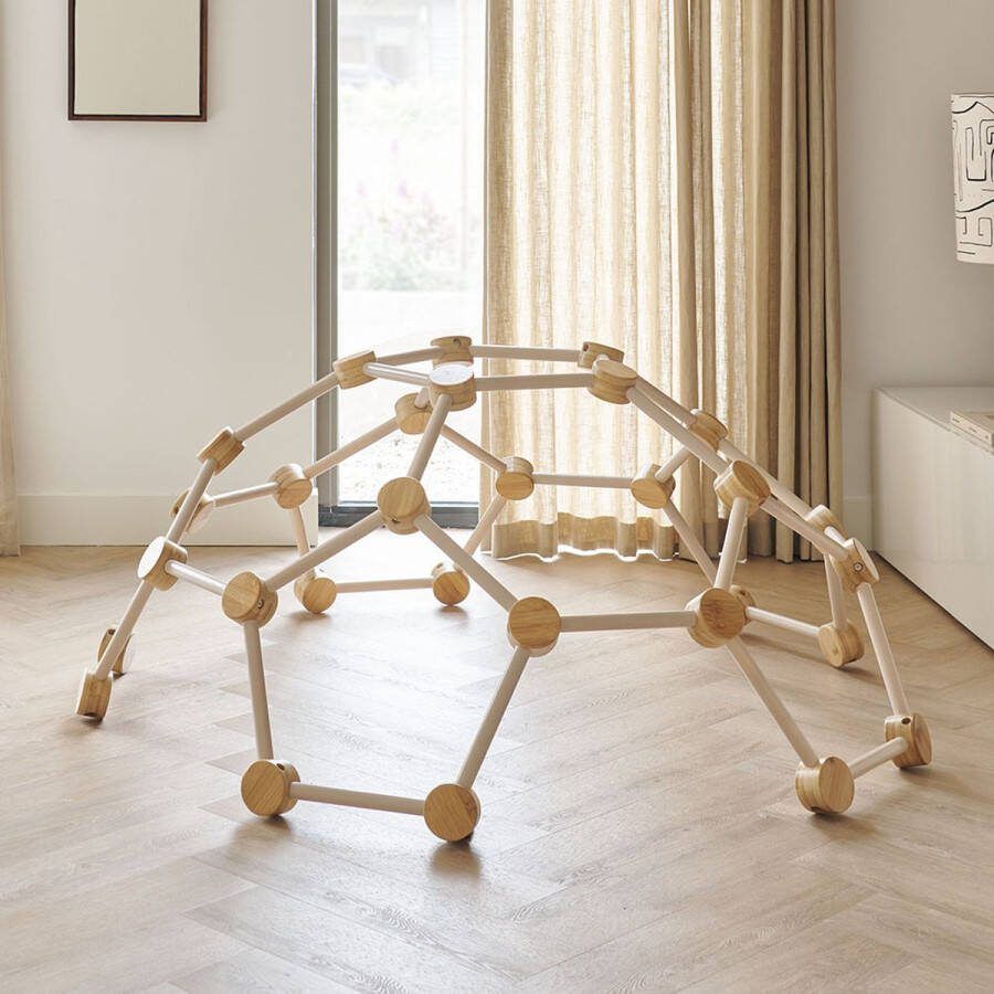 Petite Amelie Klimrek Kinderen Koepelvormige stevige Klimboog Montessori Speelgoed Verbetert Coördinatie & Balans 100 % Duurzaam Bamboe Naturel & Wit
