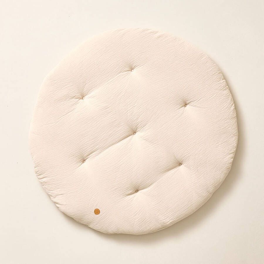 Petite Amelie Speelmat baby Speelkleed rond 100% Biologisch mousseline katoen Luxe en veilige plek voor ontwikkelingsactiviteiten Gebruik in speeltenten of tipi-tenten Ø 100 cm Beige