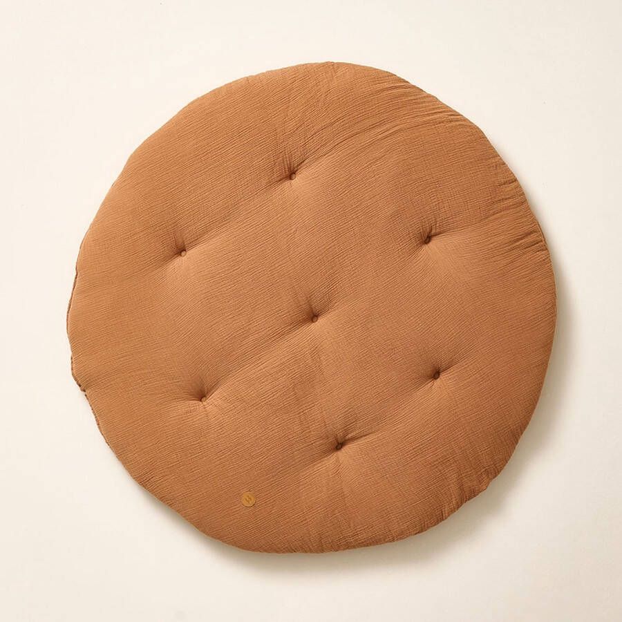 Petite Amelie Speelmat baby Speelkleed rond 100% Biologisch mousseline katoen Luxe en veilige plek voor ontwikkelingsactiviteiten Gebruik in speeltenten of tipi-tenten Ø 100 cm Caramel