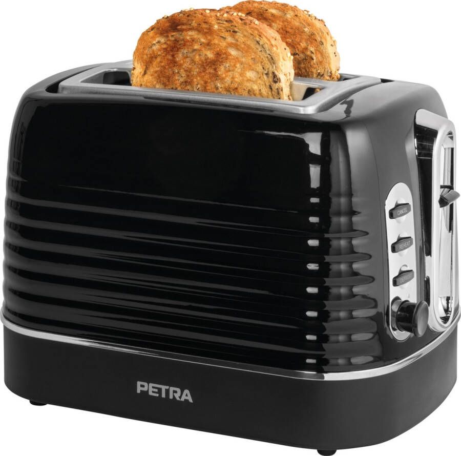 Petra 2 Slice Toaster variabele Browning levels verwijderbare kruimellade zwart 1050W
