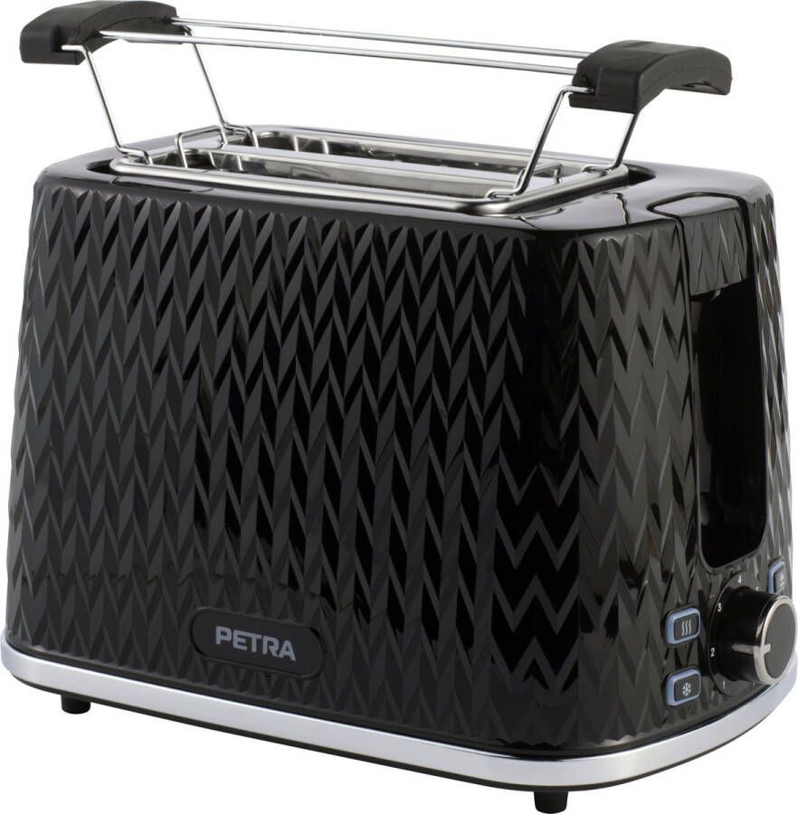 Petra Chevron 2-Slice Toaster 7 Level Browning Control verwijderbare lade 930W zwart