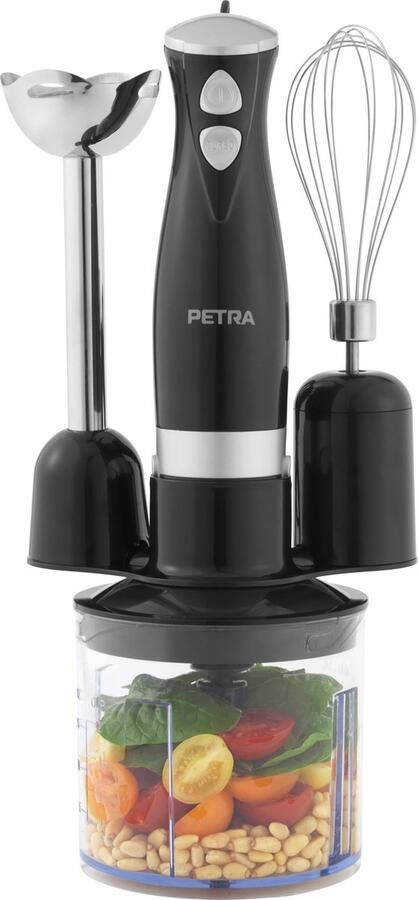 Petra 3-in-1-blender garde mixen en hakken 2 snelheden roestvrij staal 350 W zwart