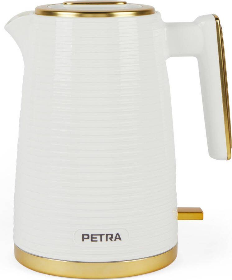 Petra Waterkoker 1 7 Liter 360° draaibaar mit Anti Kalkfilter- 2200W Wit Goud