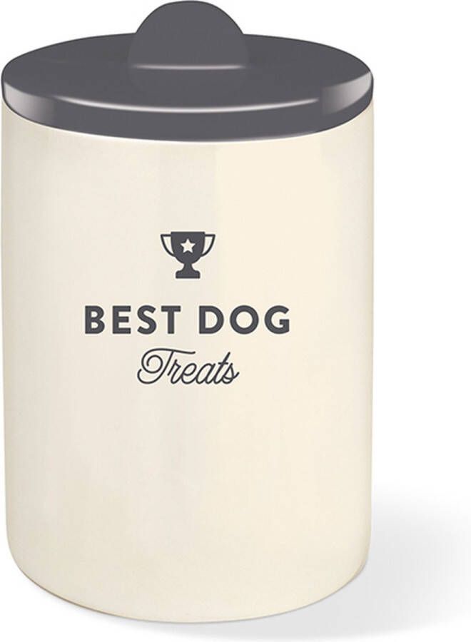 Petshop by Fringe Studio Best Dog Gray Ceramic Treat Jar 465107 Keramiek Keramieken Snoeppot hond Pot voor snack Pot voor hondenkoekjes Voorraadbus Leuke Voorraadpot Bewaarpot Opbergpot