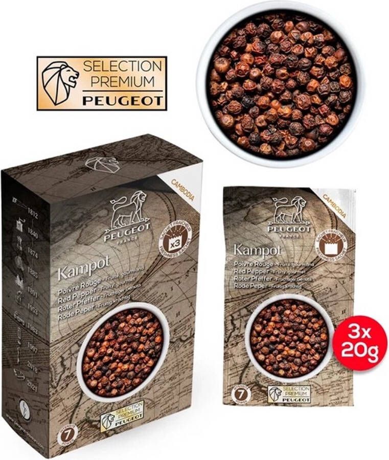 Peugeot Kampot Rode Peper Zakjes 3x20 G