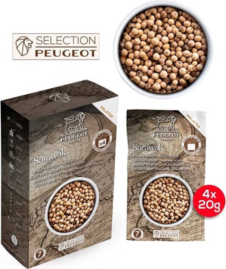 Peugeot Sarawak Witte Peper Zakjes 4x20 G