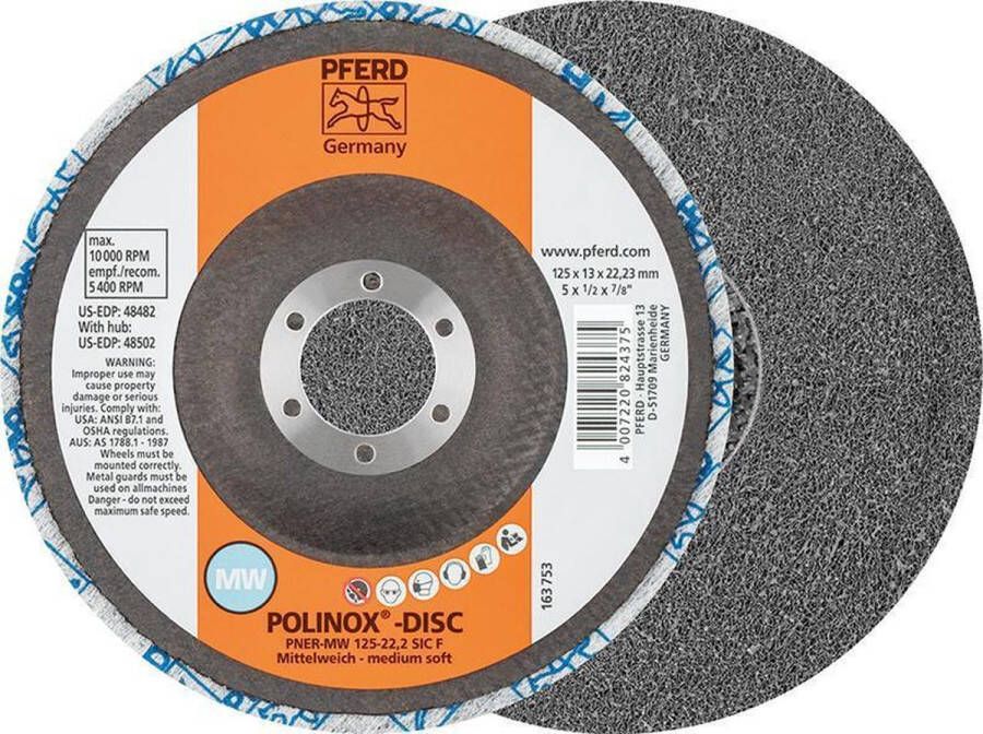 Pferd 44690713 Polinox-Compact Schuurpapier Disc Pner-Mh 125-22 2 Sic F Diameter 125 Mm 5 Stuks