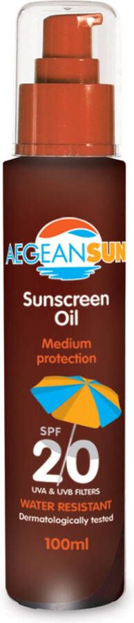 Pharmaid AegeanSun Natural Sunscreen Oil spf 20 100ml Huid en Zon bescherming