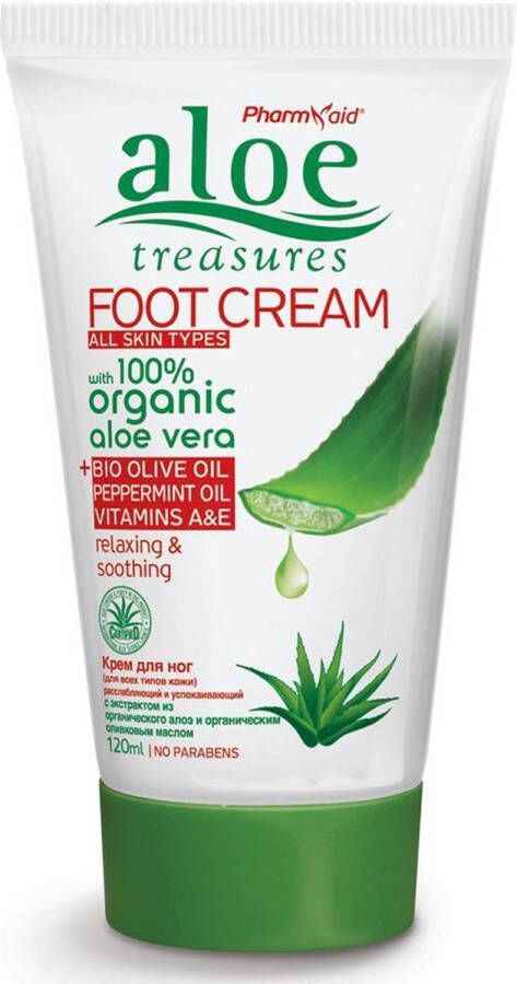 Pharmaid Aloe Treasures Moisturizer Voetcrème Olijf Olie & Pepermunt 120ml Natuurlijk Goed