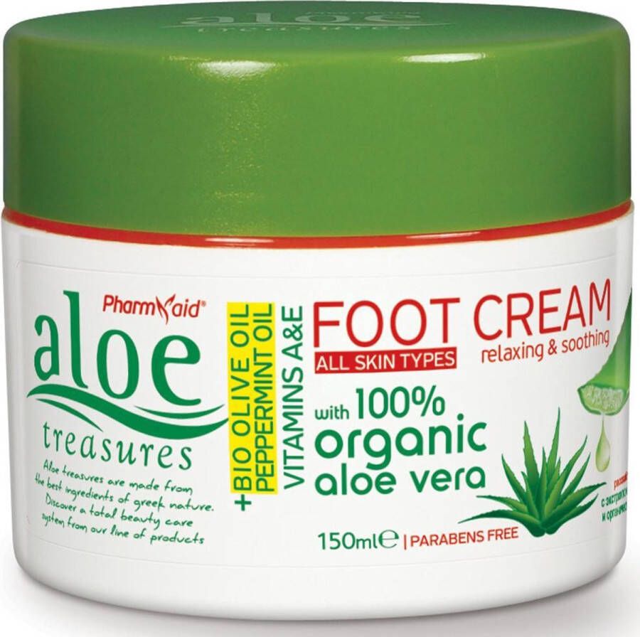 Pharmaid Aloe Treasures Moisturizer Voetcrème Olijf Olie & Pepermunt 150ml Natuurlijk Goed