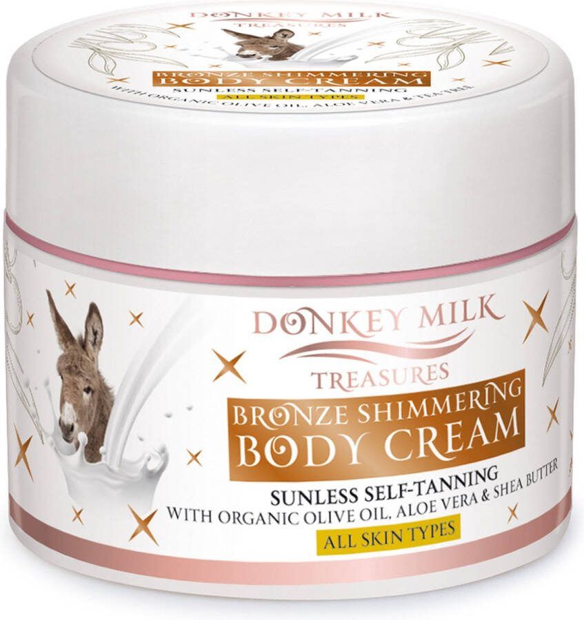 Pharmaid Donkey Milk Treasures Body Cream Bronze Shimmering Subtiele Glans en Zonloze Teint voor Alle Huidtypes 200ml