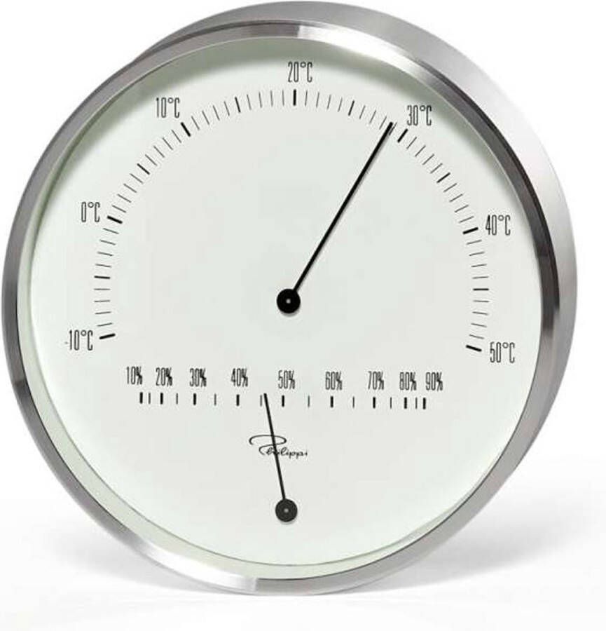 Philippi Design Thermometer en Hygrometer TEMPUS Aluminium 15 cm