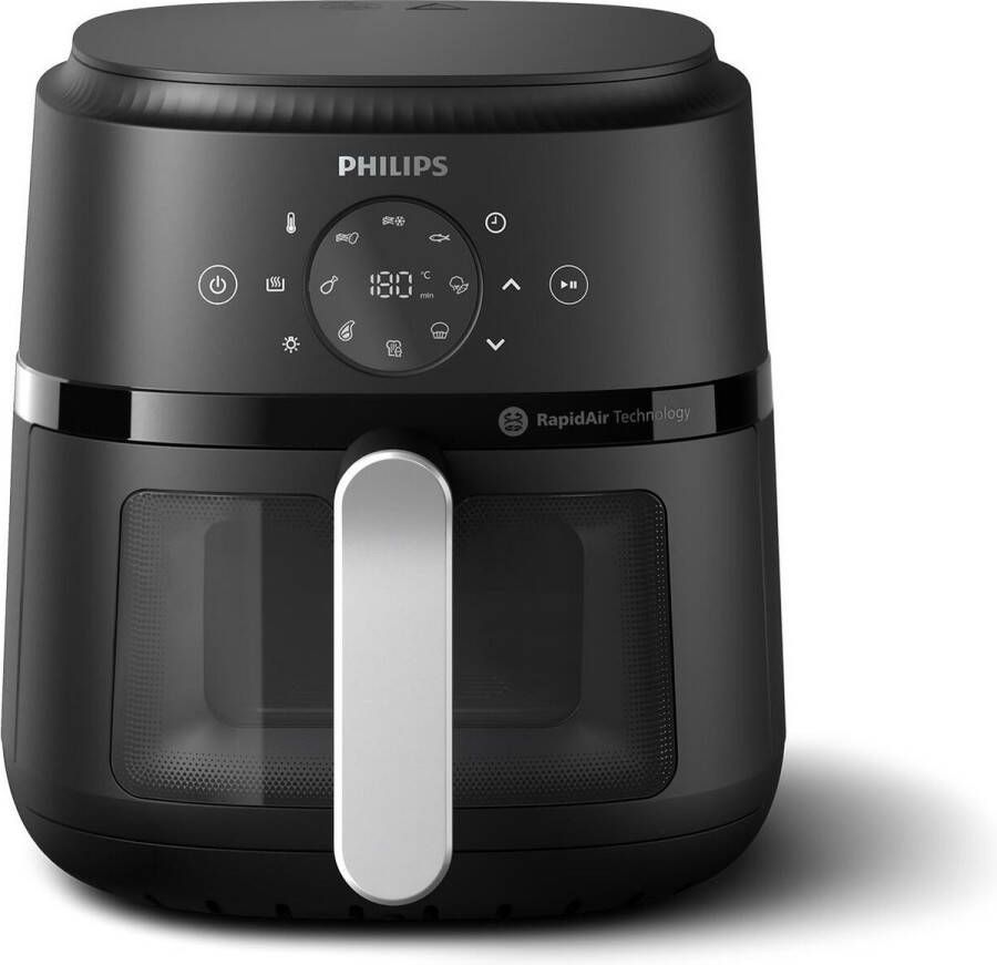 Philips 2000 series NA221 00 friteuse Enkel Vrijstaand 1500 W Heteluchtfriteuse Zwart Zilver