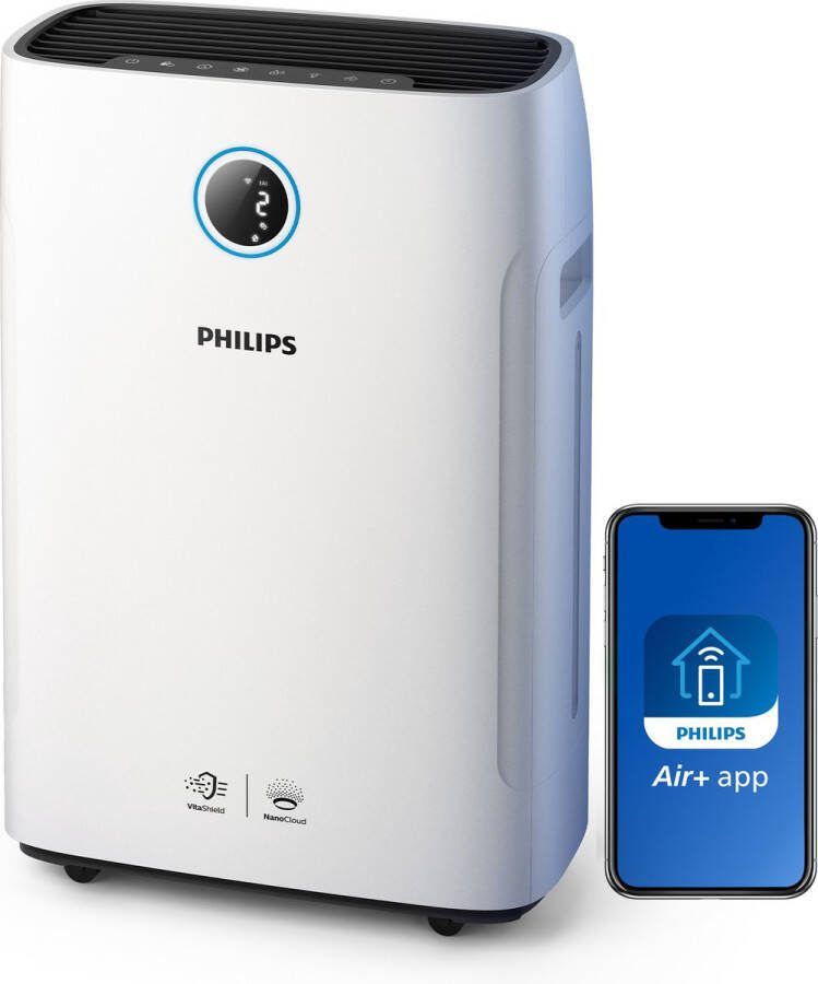 Philips 2000i Series AC2729 10 2-in-1 Luchtreiniger & Luchtbevochtiger HEPA Filter 330 m³ u Wit App Connected