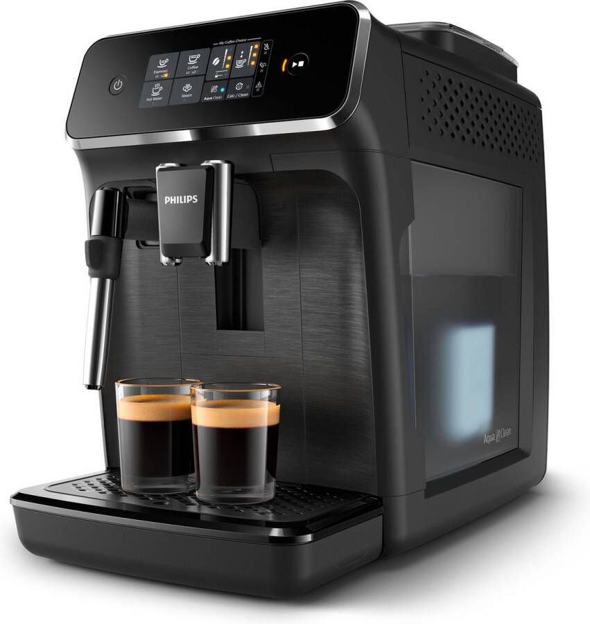 Philips 2200 Series EP2220 10 Espressomachine 2 Soorten Koffie + Heet Water Zwart Matzwart + AquaClean Filter