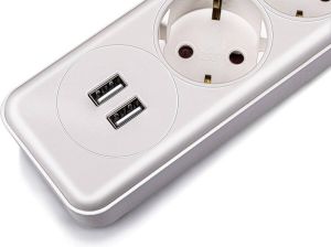 Philips 3-voudige Stekkerdoos SPN3032WA 10 230V Wit met USB poorten
