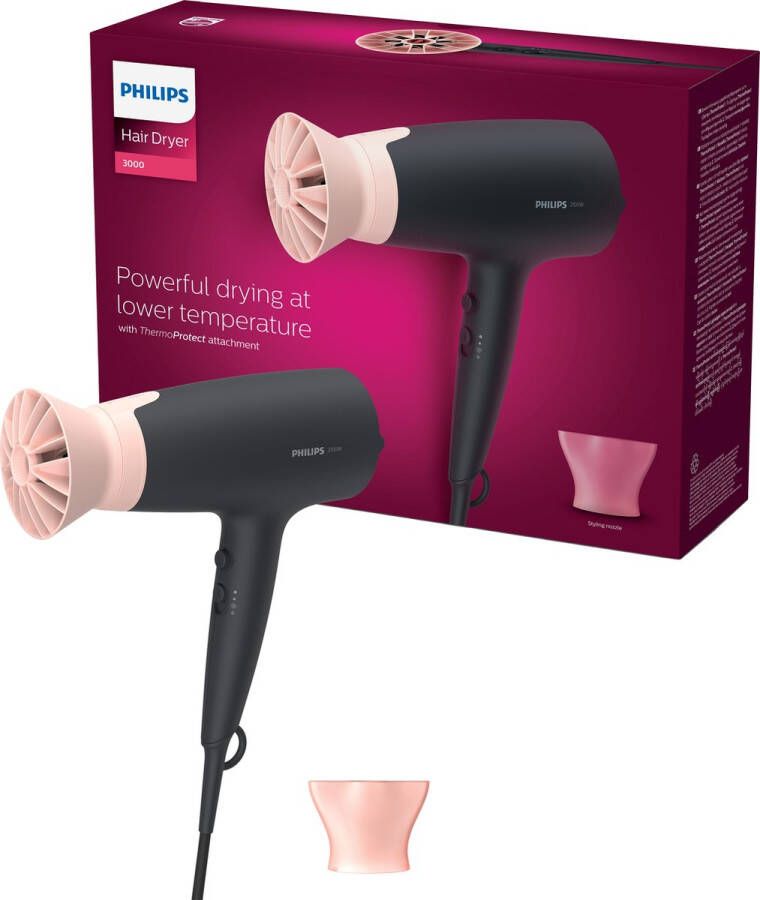 Philips BHD350 10 Haardroger Serie 3000 2100W 6 snelheden T-combinaties Ionische functie ThermoProtect