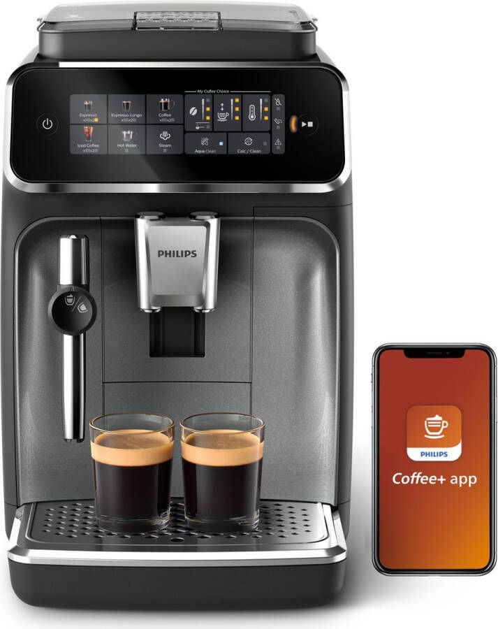 Philips 3300 Series EP3329 70 Espressomachine 4 Soorten Koffie + Heet Water Black Panthera + AquaClean Filter